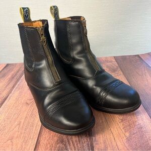 Moretta Paddock Equestrian Riding Boots Black Leather Zip Up Ankle Boots Women 5
